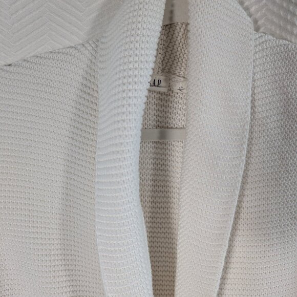 GAP for good Knit Textured Shawl-Collar Cardigan Vest White Cotton Large Cozy - Picture 10 of 11
